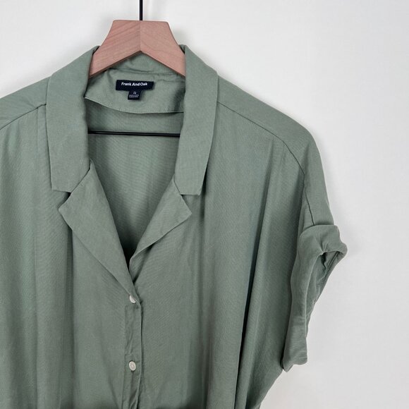 Frank & Oak Textured Camp Collar Midi Shirt Dress Button Down Up Front Casual XL - Picture 8 of 14